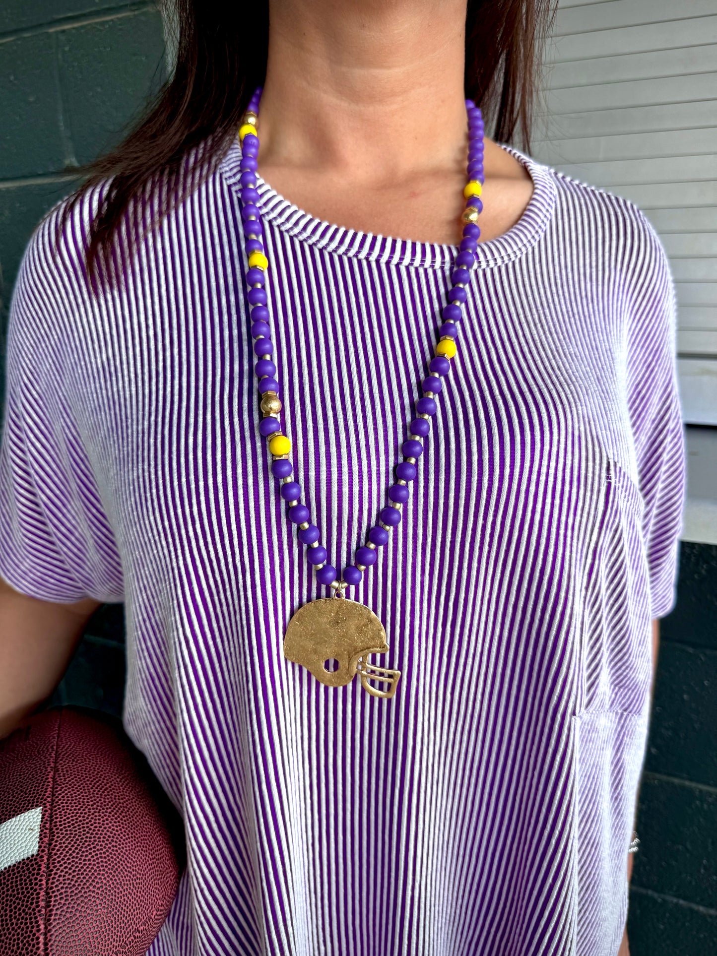 Purple Football Necklace