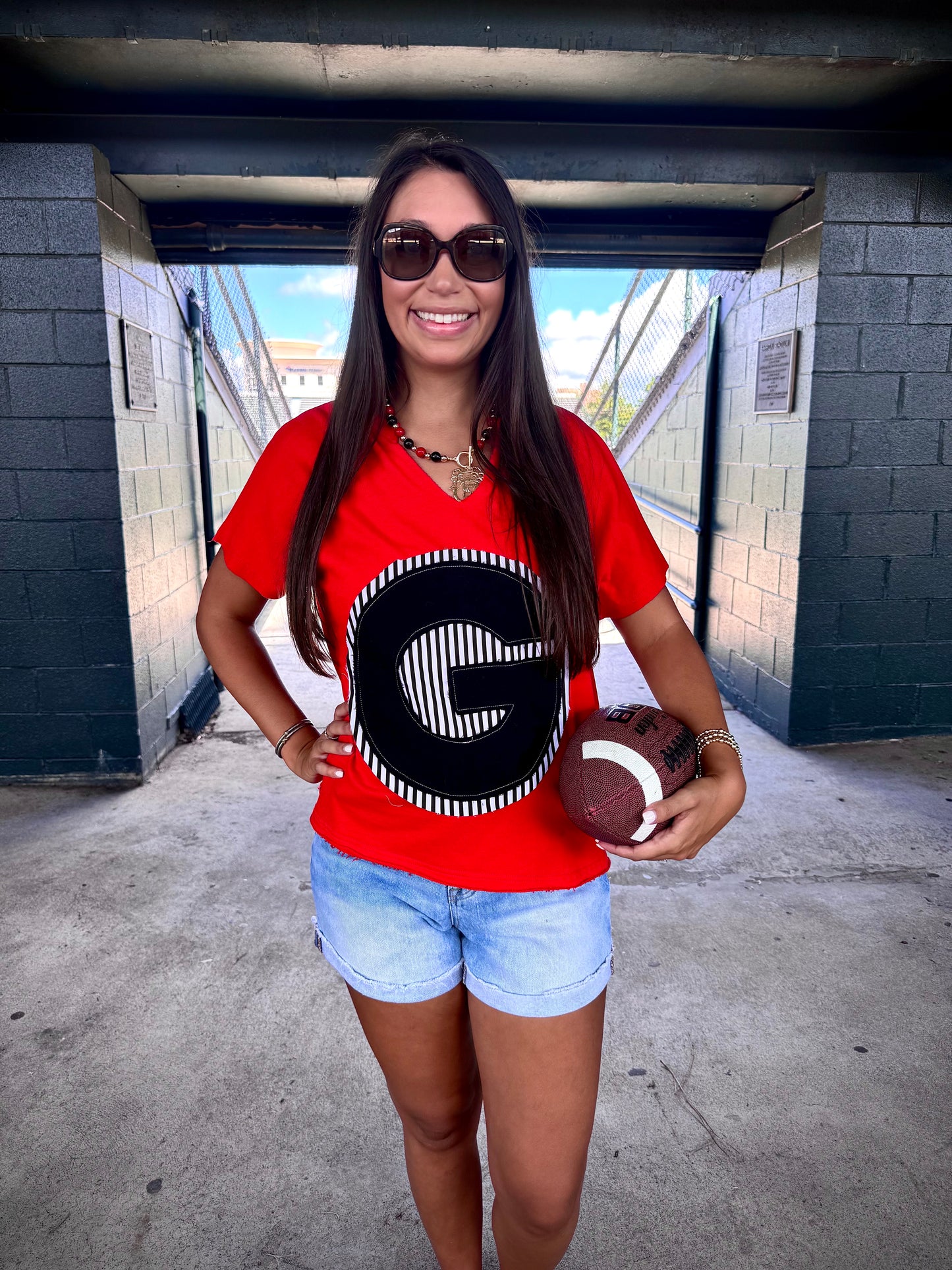 Red G Patch Top