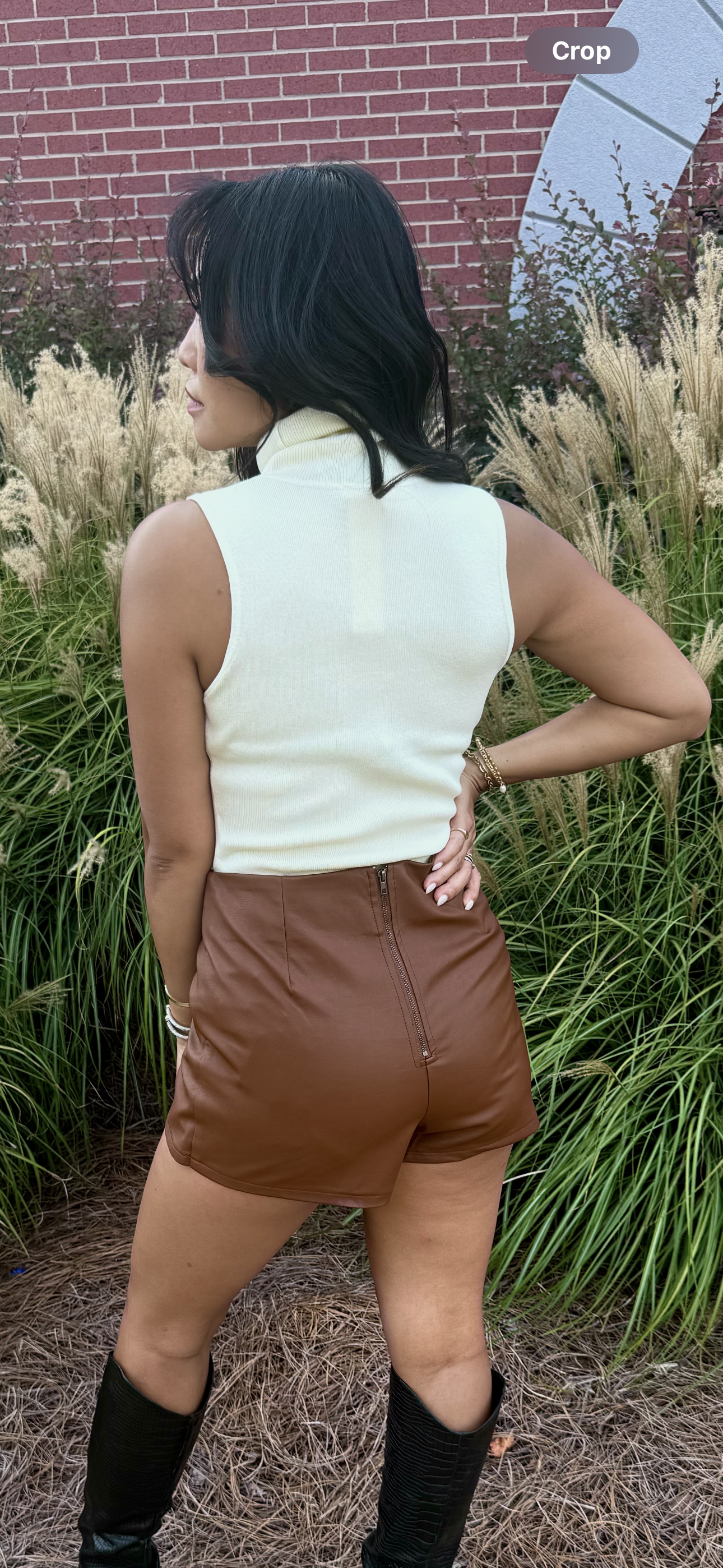 Cream Sweater Mock Neck Top