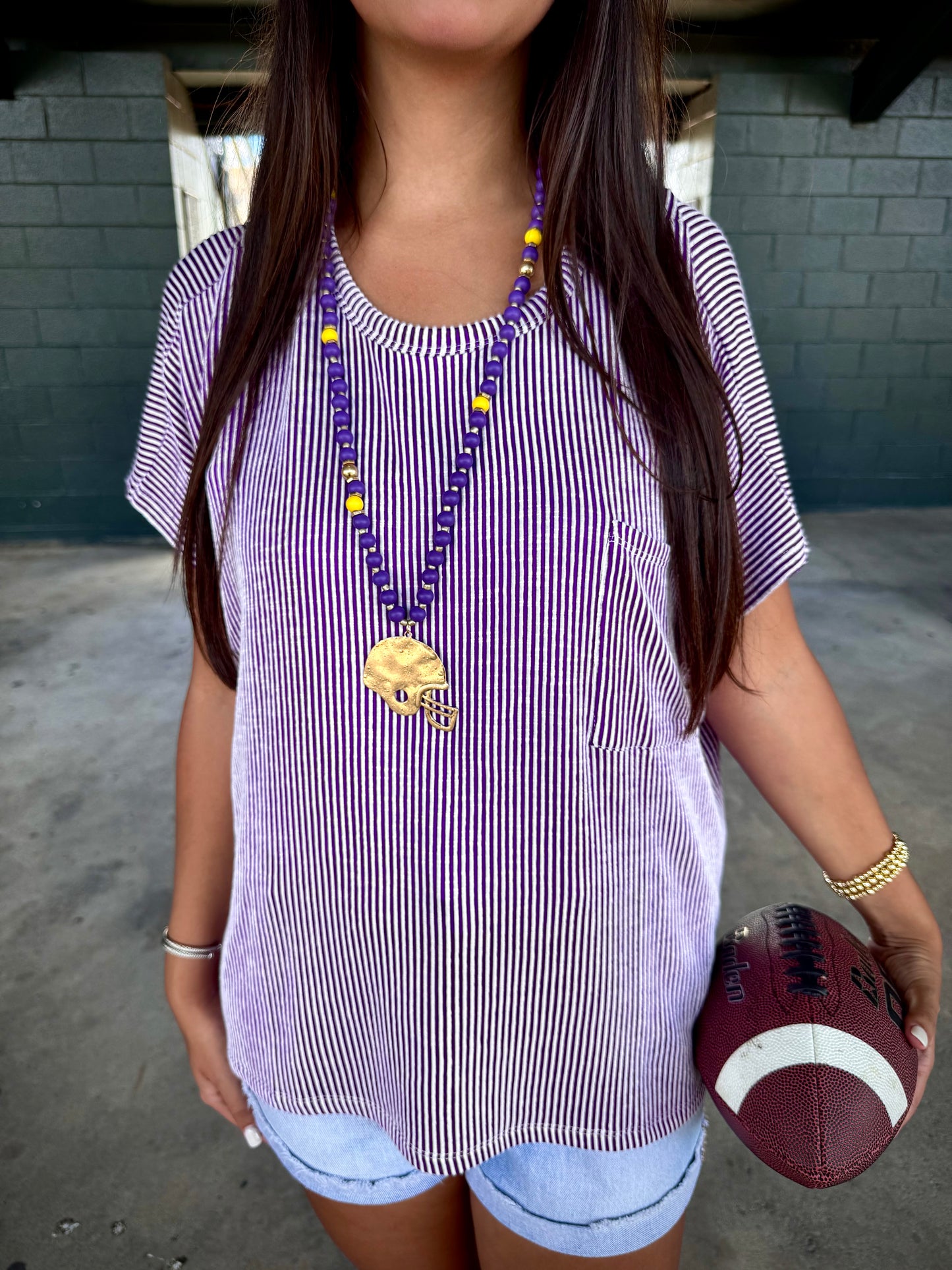 Purple Football Necklace