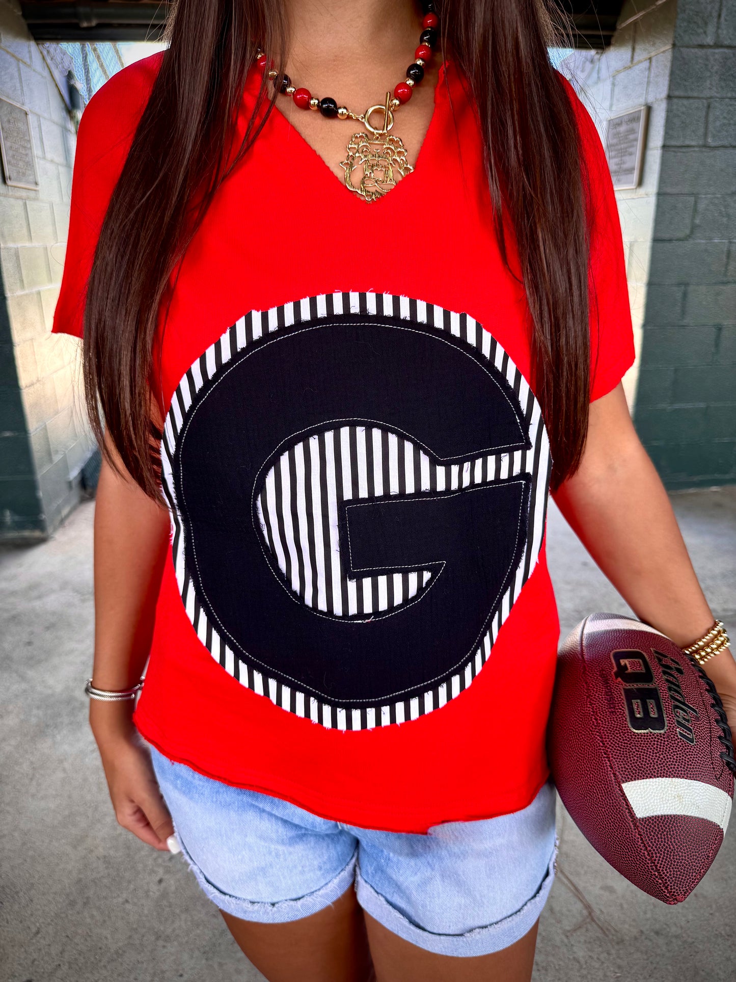 Red G Patch Top
