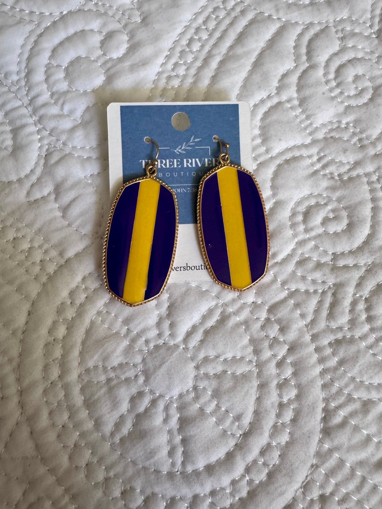 Purple & Gold Stipe Earrings