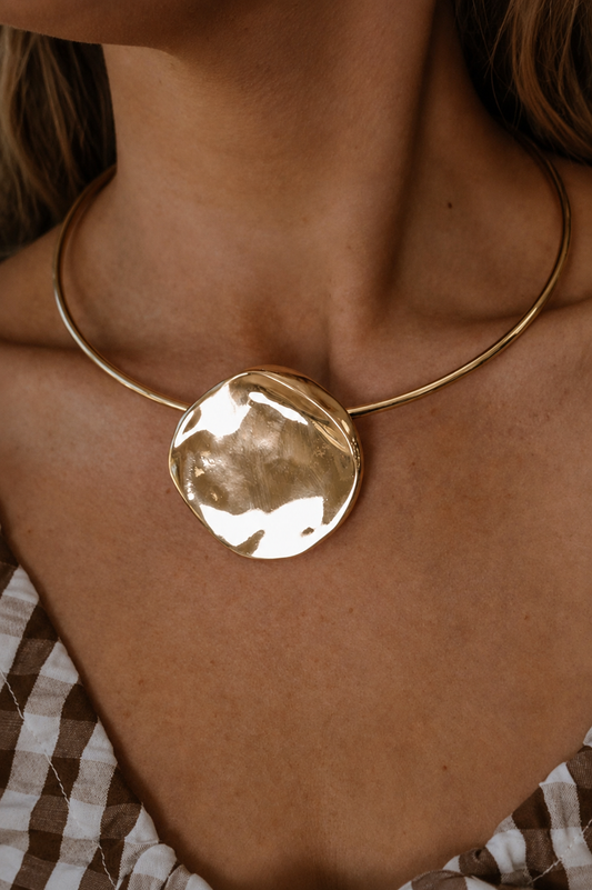 Gold Disc Choker Necklace