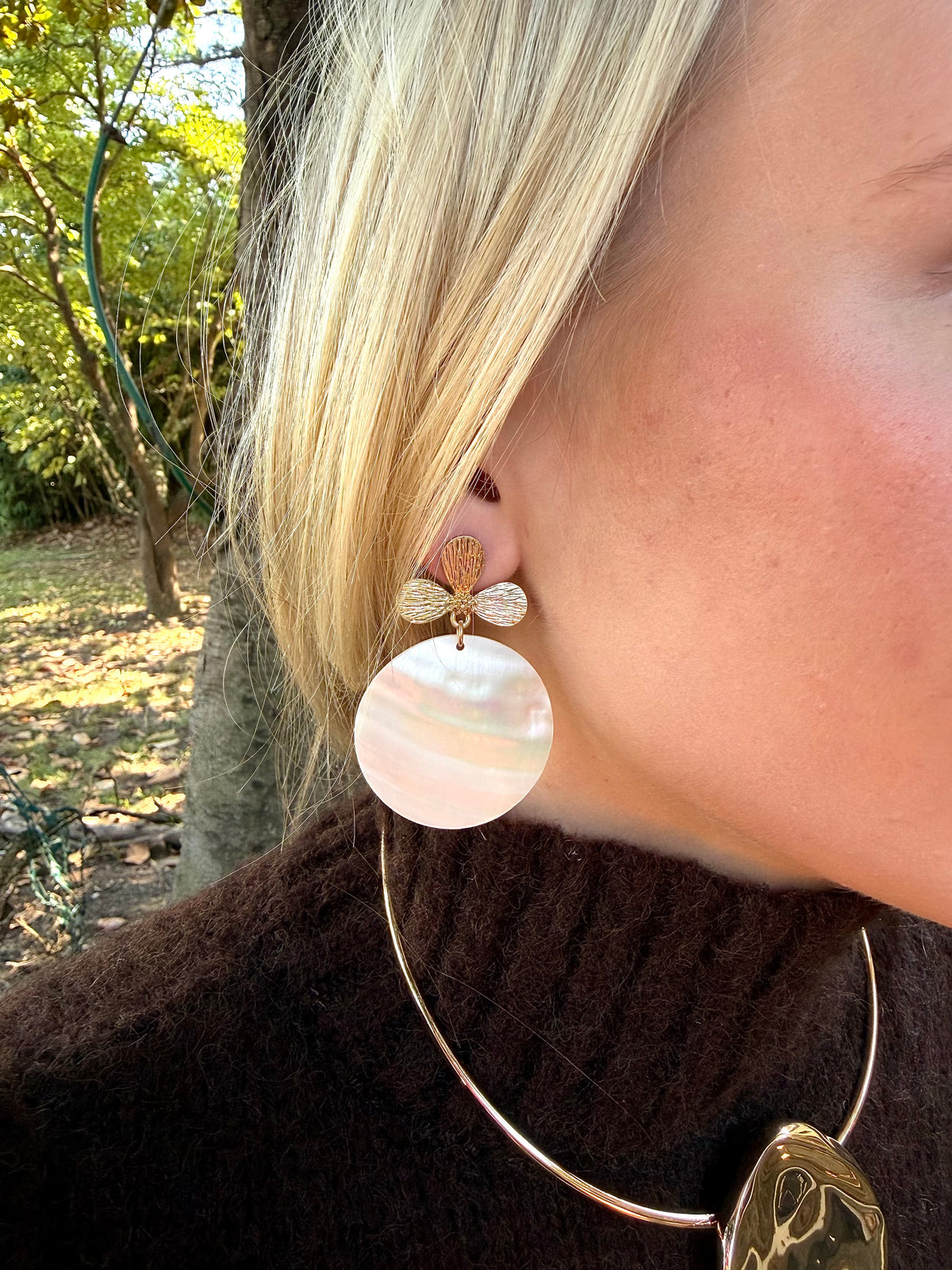 Pearl with Gold Detail Earrings