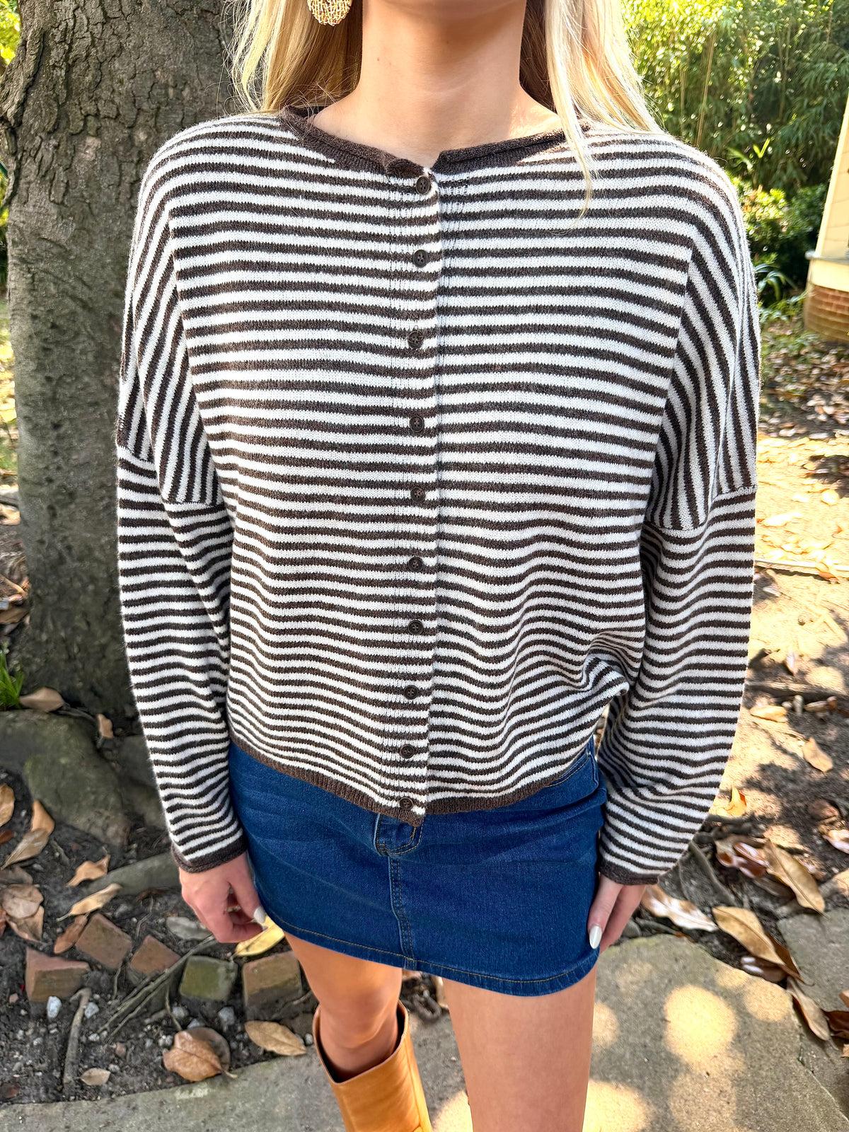Izzy Brown Striped Cardigan