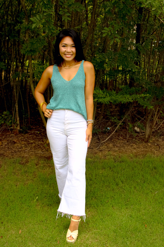 Dusty Teal Sweater Tank Top