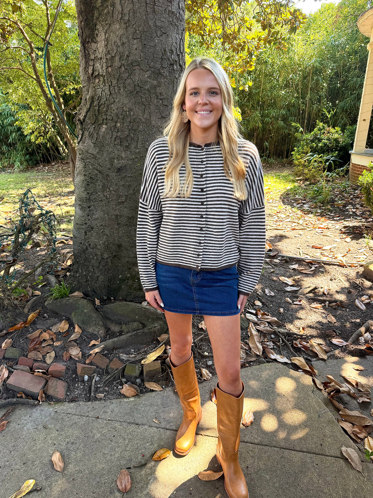 Izzy Brown Striped Cardigan