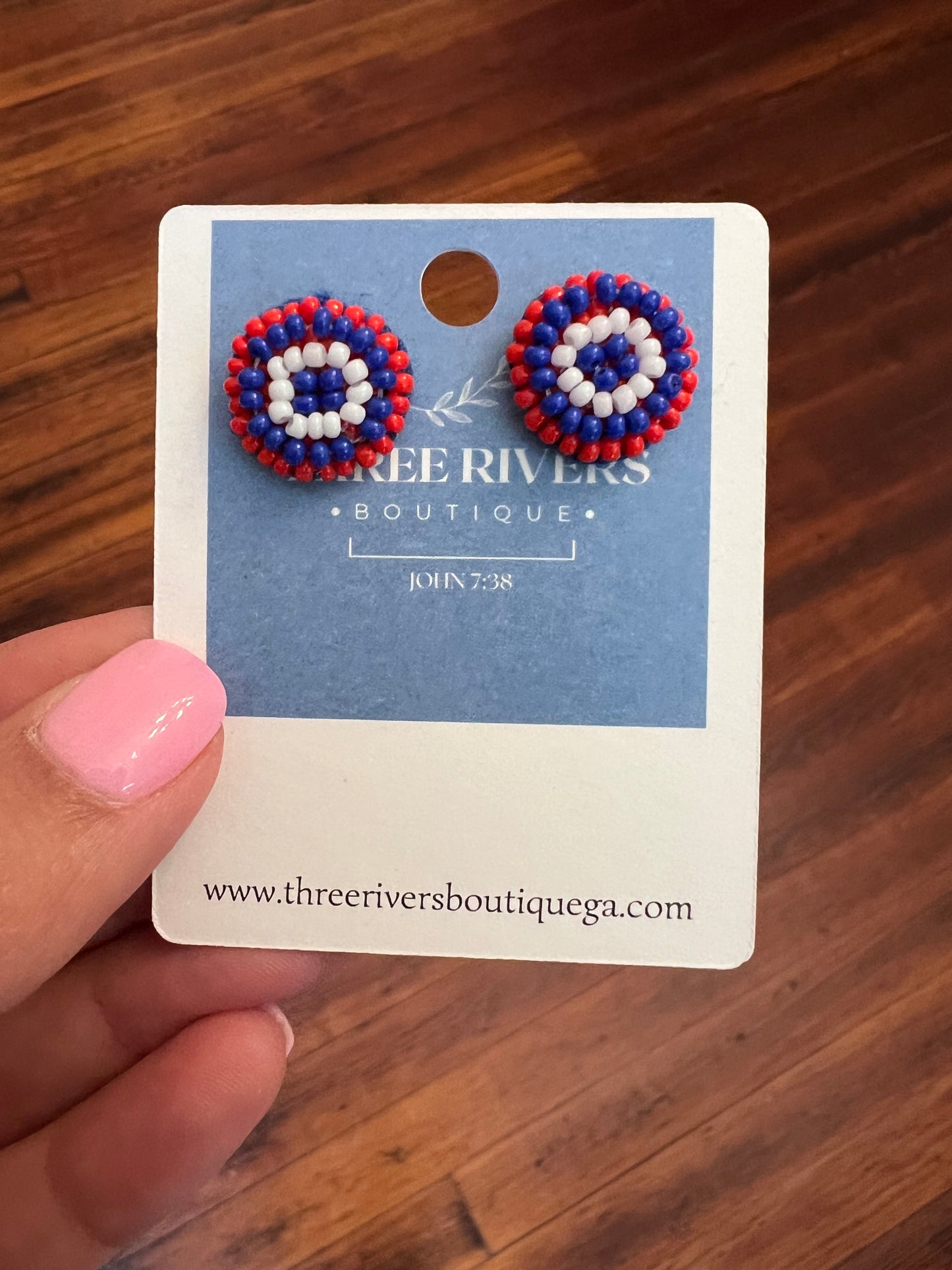 Red White & Blue Circle Earrings