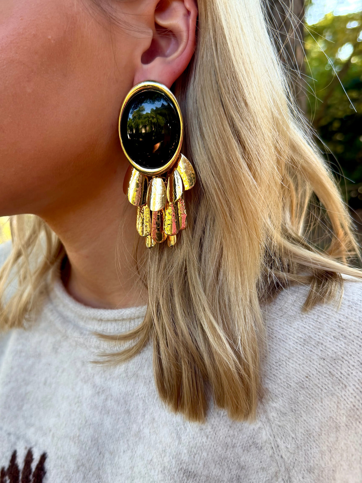 Olive Gold Fringe Earrings