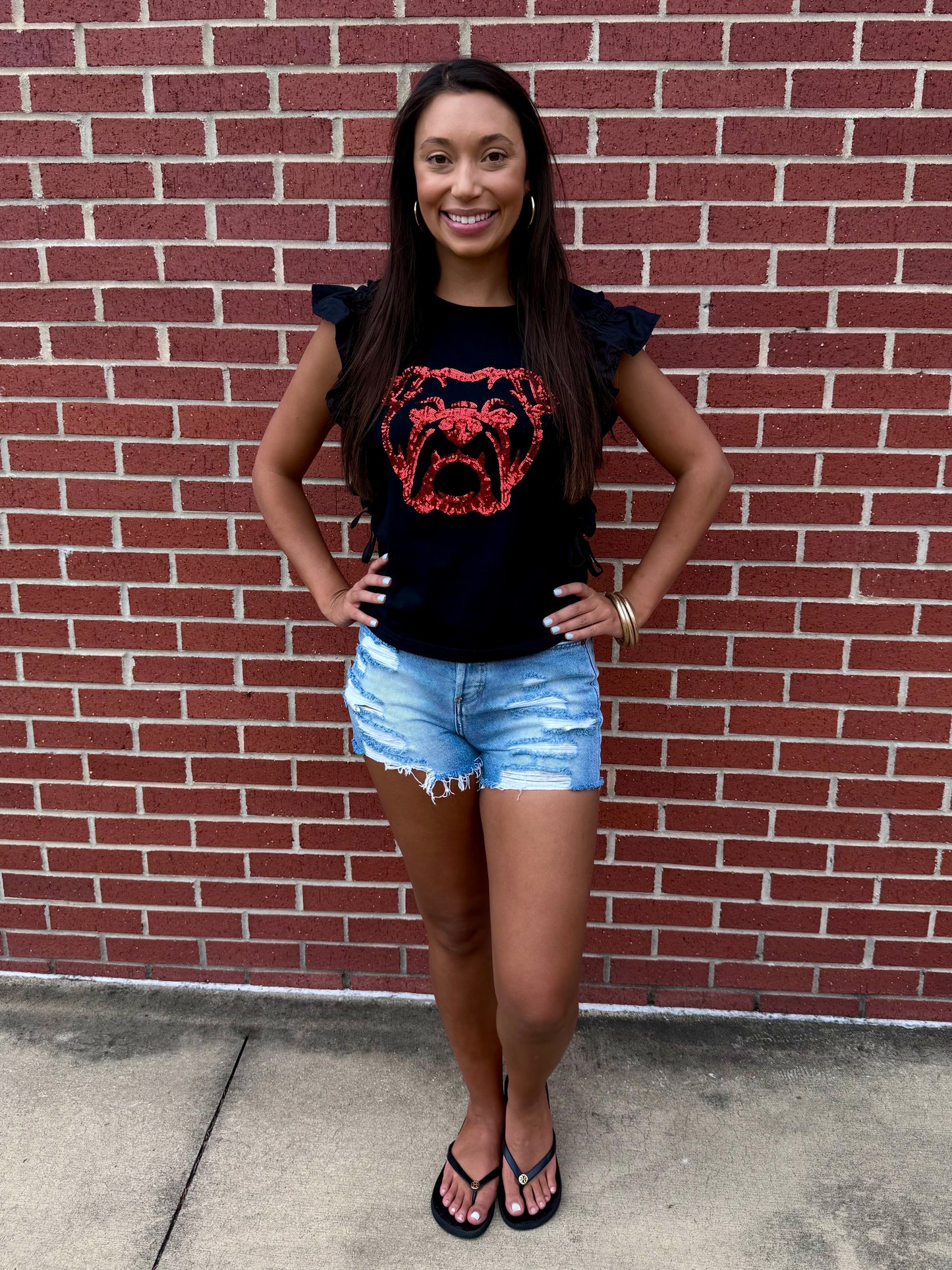 Go Dawgs Sequin Bulldog Top