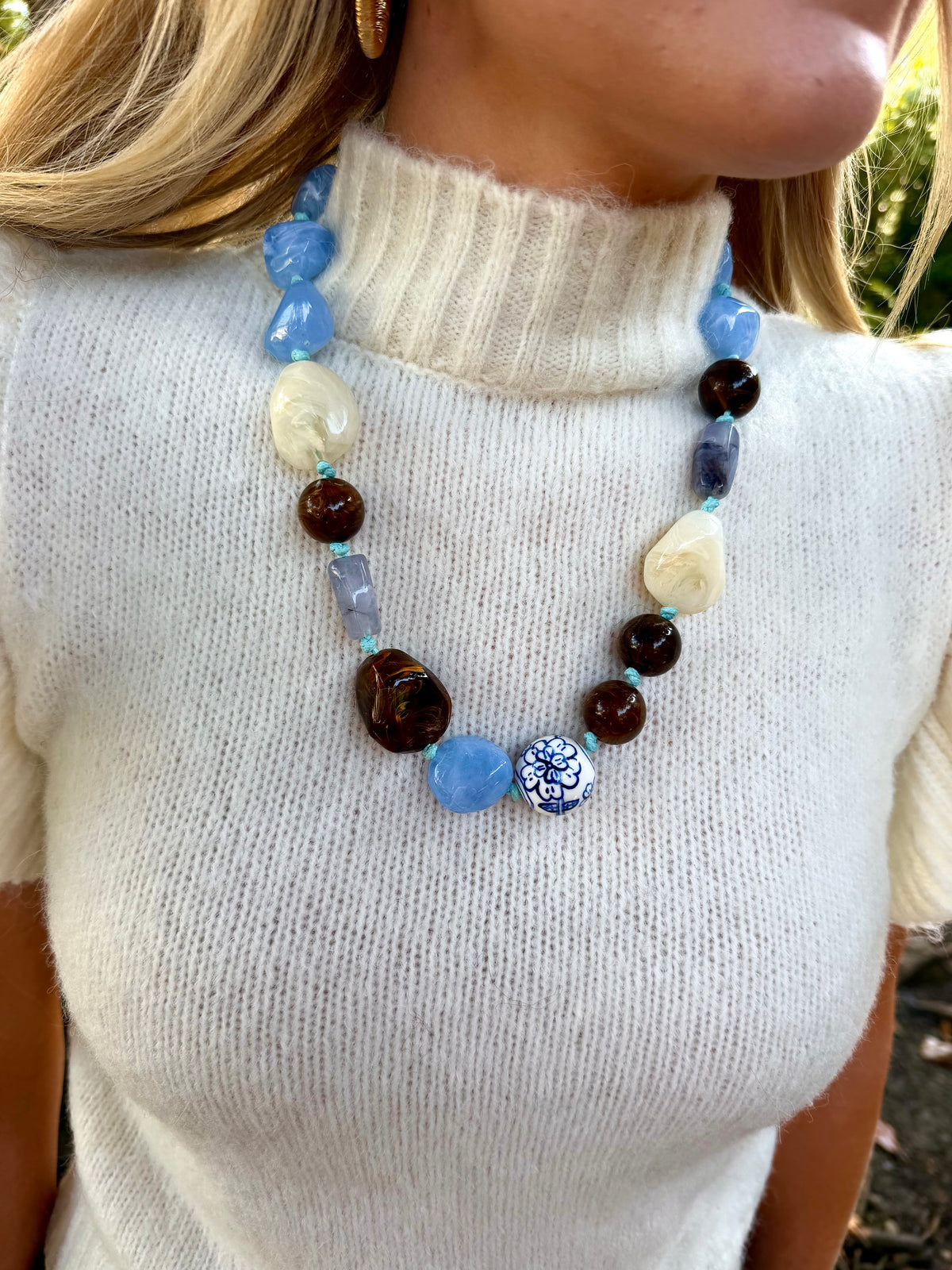 Blue & Brown Beaded Necklace