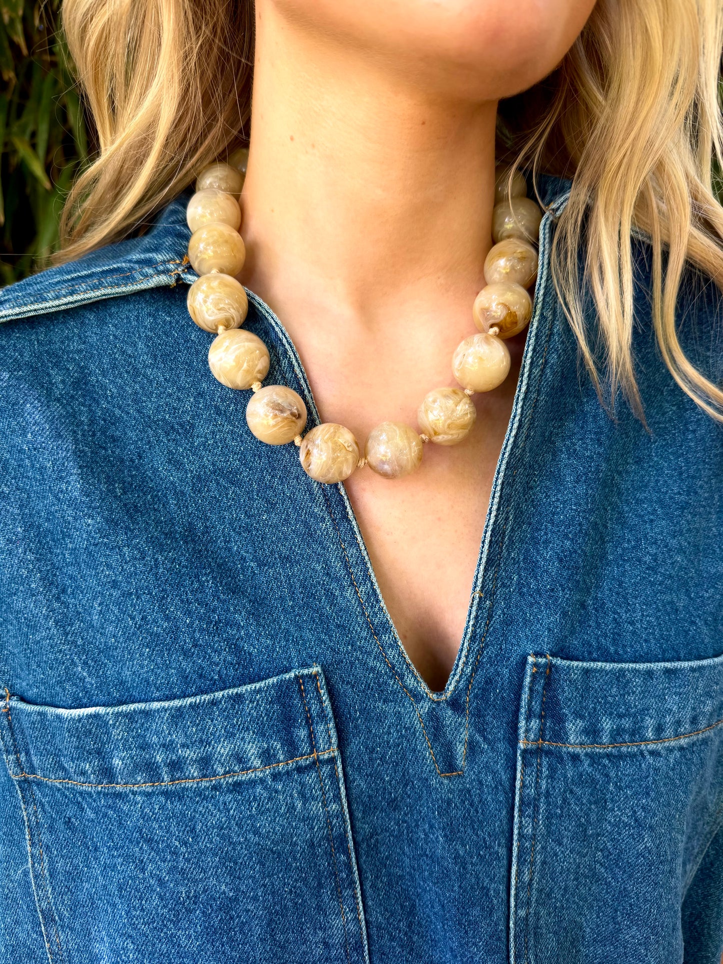 Neutral Brown Beaded Necklace