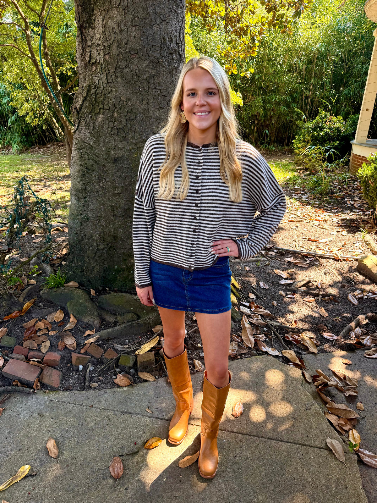 Izzy Brown Striped Cardigan