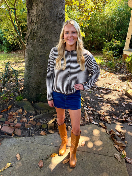 Izzy Brown Striped Cardigan