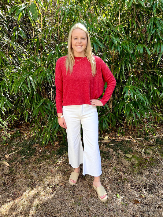 High Waisted Cut Off White Jeans