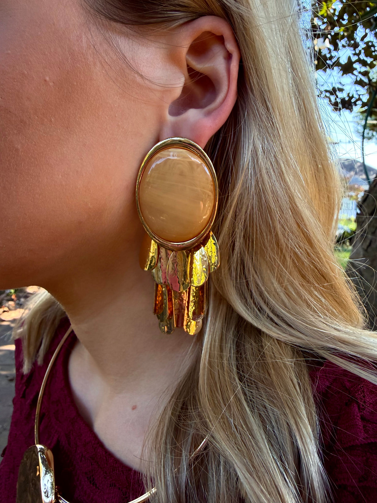 Caramel Gold Fringe Earrings