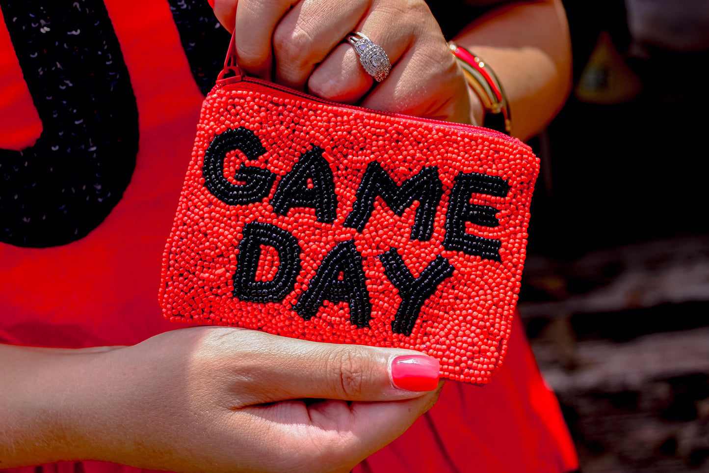 Game Day Beaded Zippy Pouch