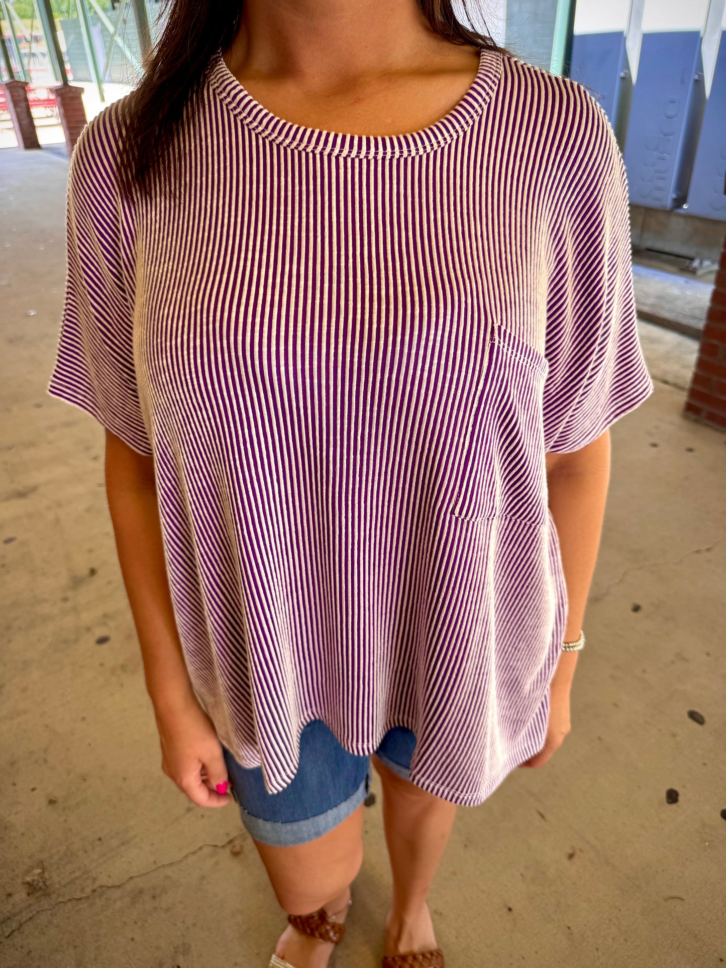 Purple Ribbed Top