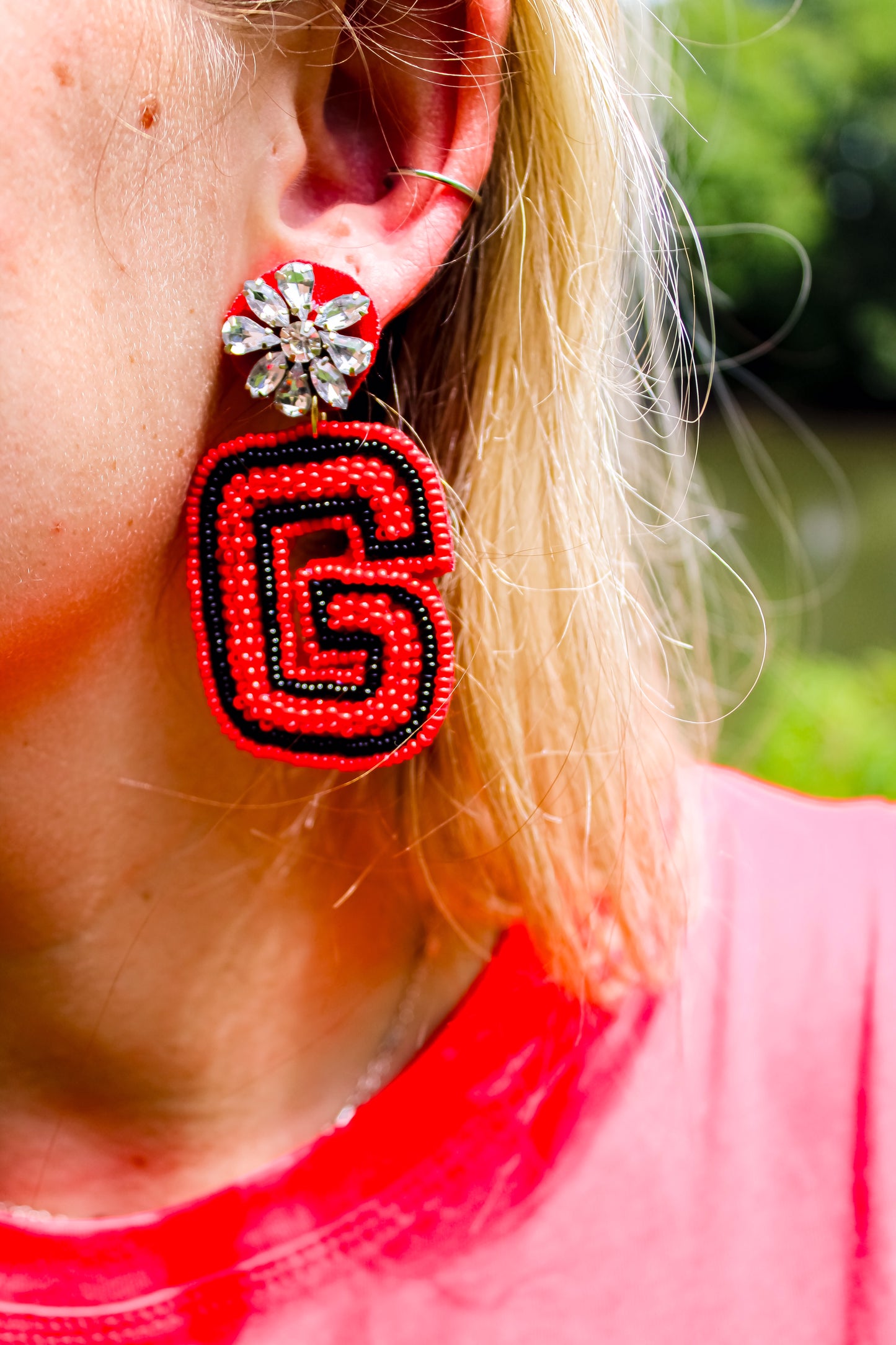 Beaded Glam "G" Earrings