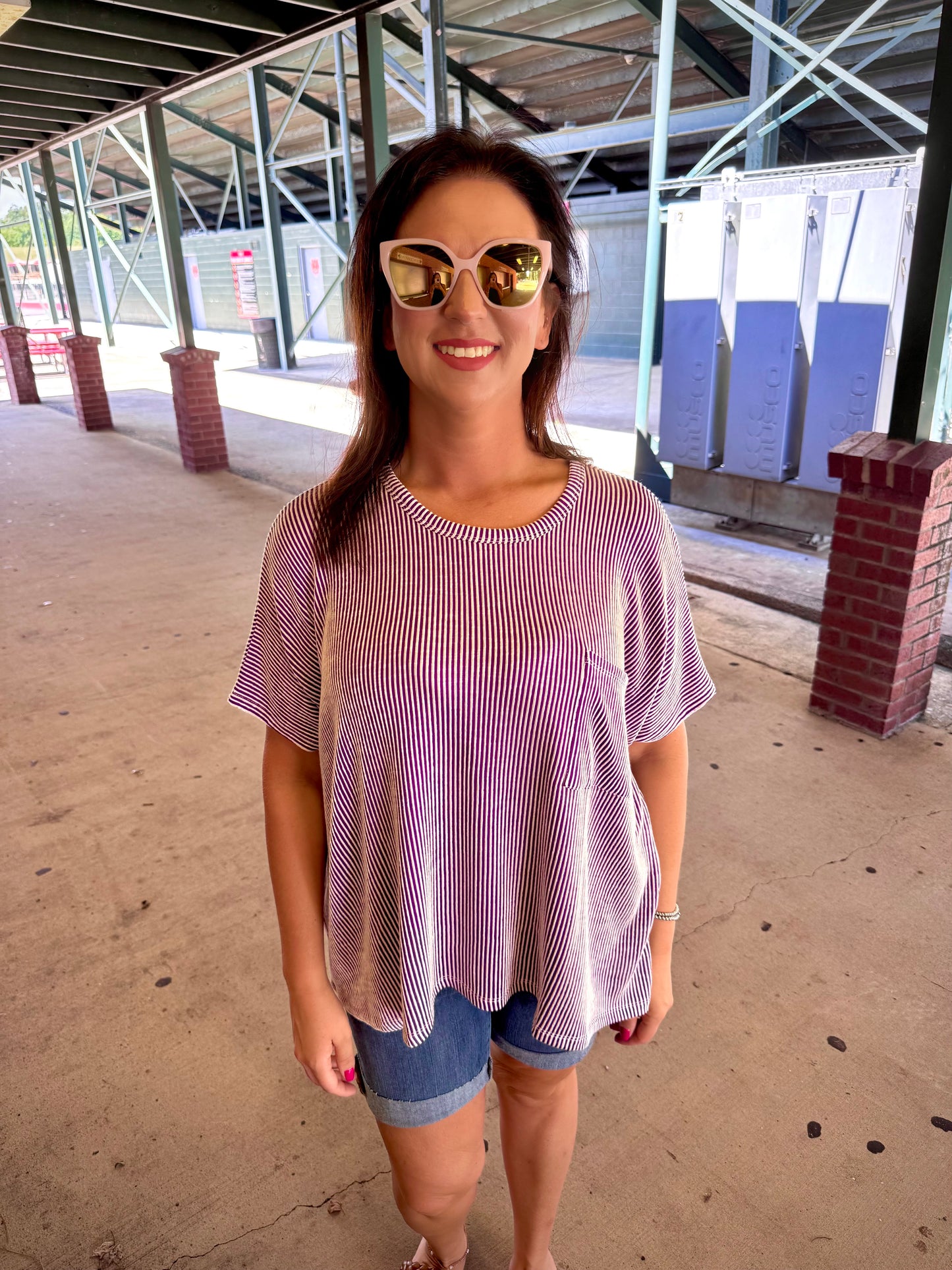 Purple Ribbed Top