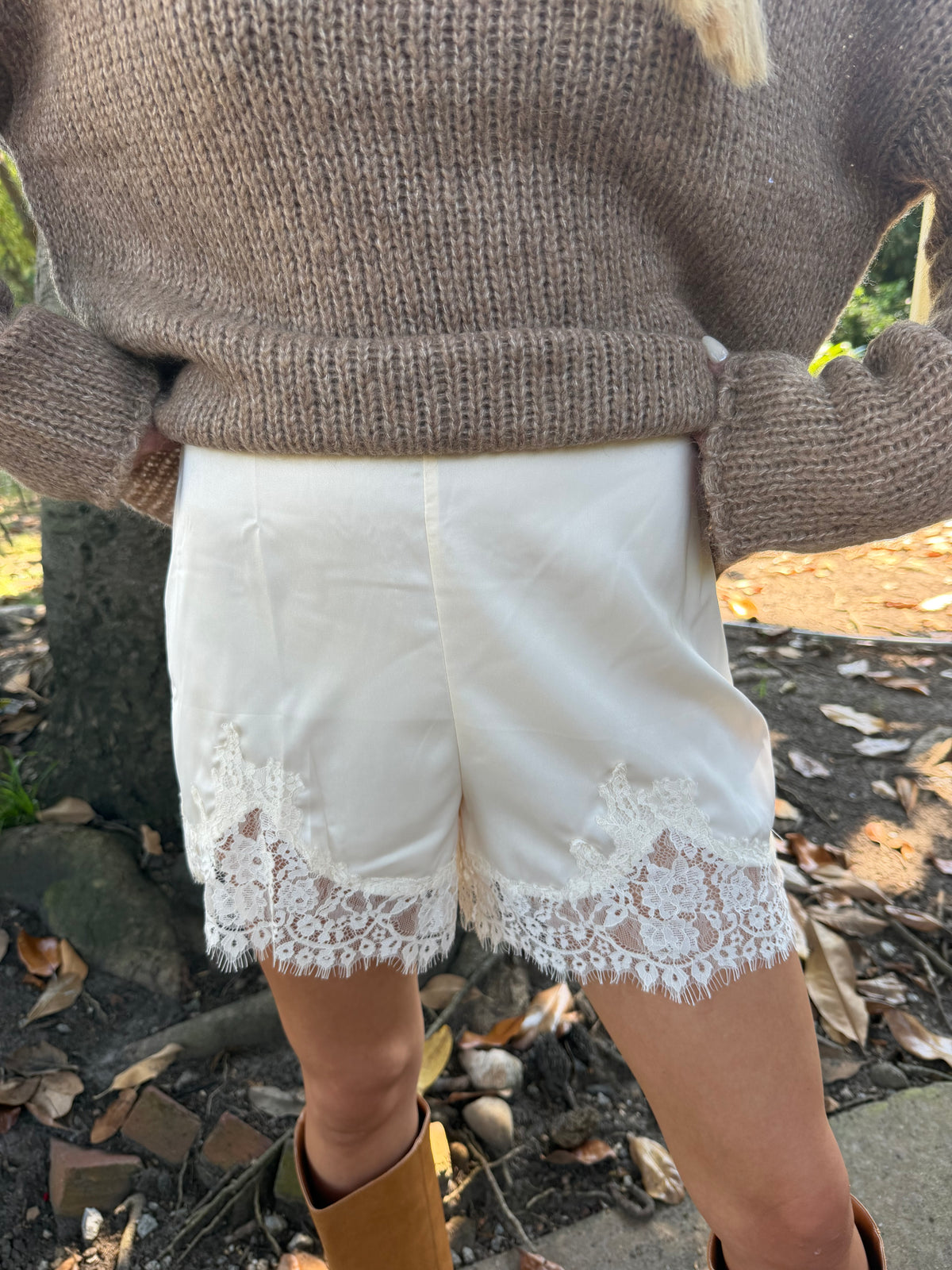 Ivory Silk Shorts