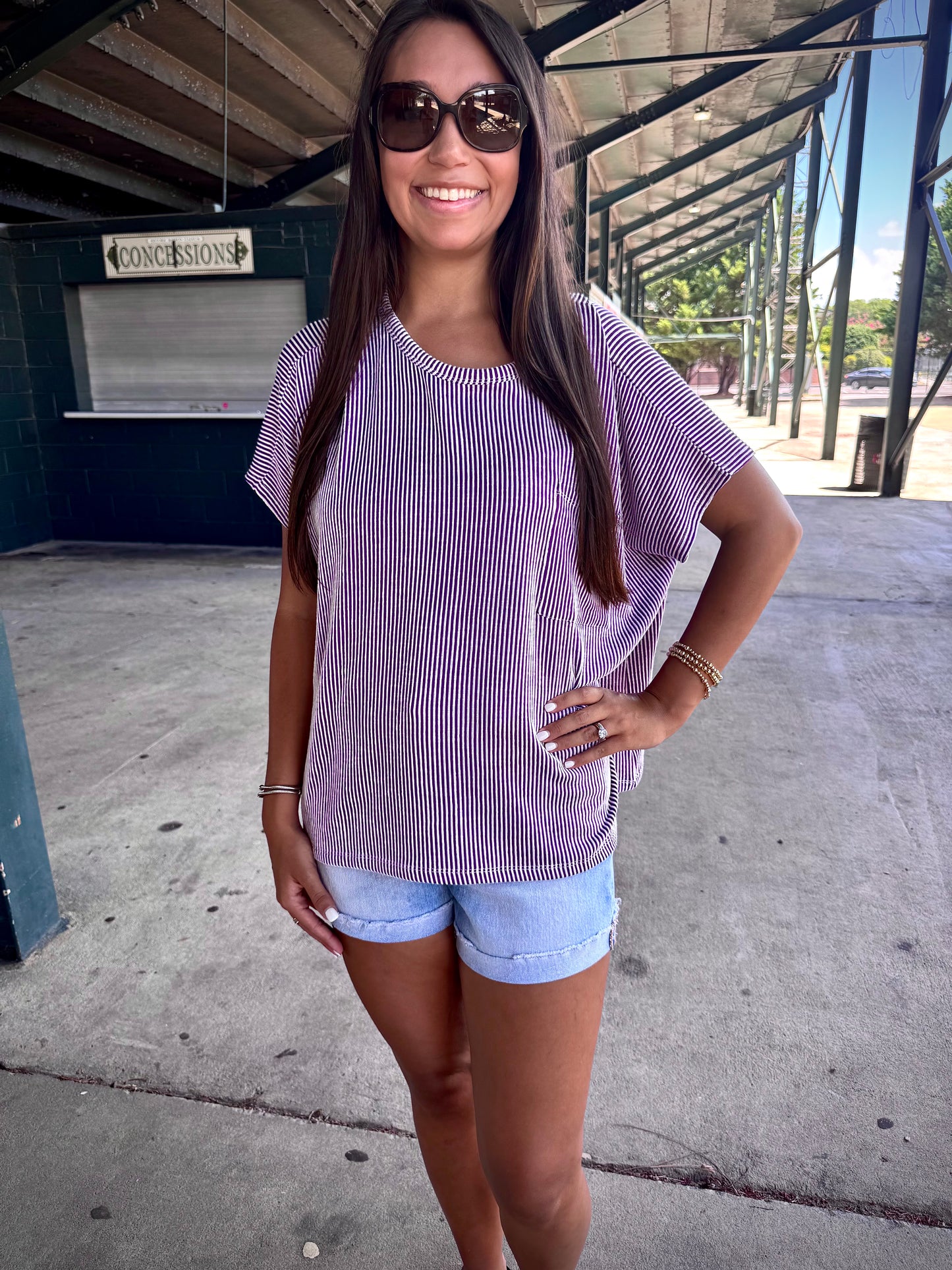 Purple Ribbed Top
