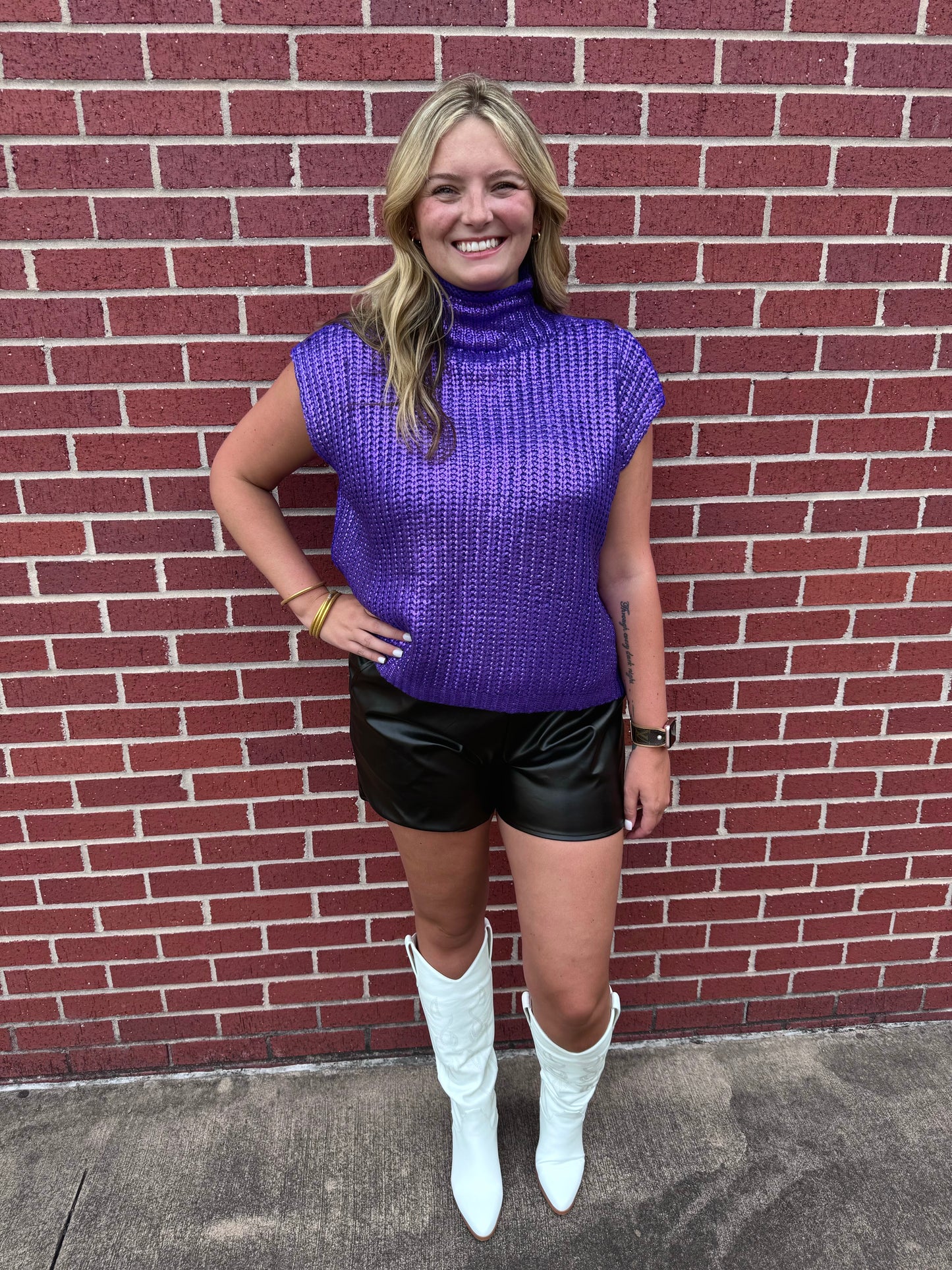 Purple Metallic Sweater Top