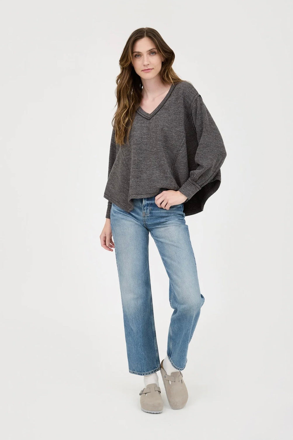 Corded V Neck Sweater