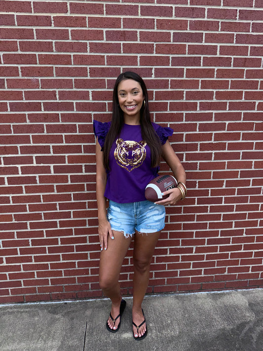 Purple Sequin Tiger Top