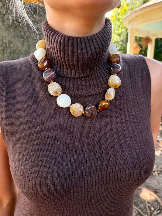 Yara Brown Beaded Necklace *Pre-Order* Second Week of Oct