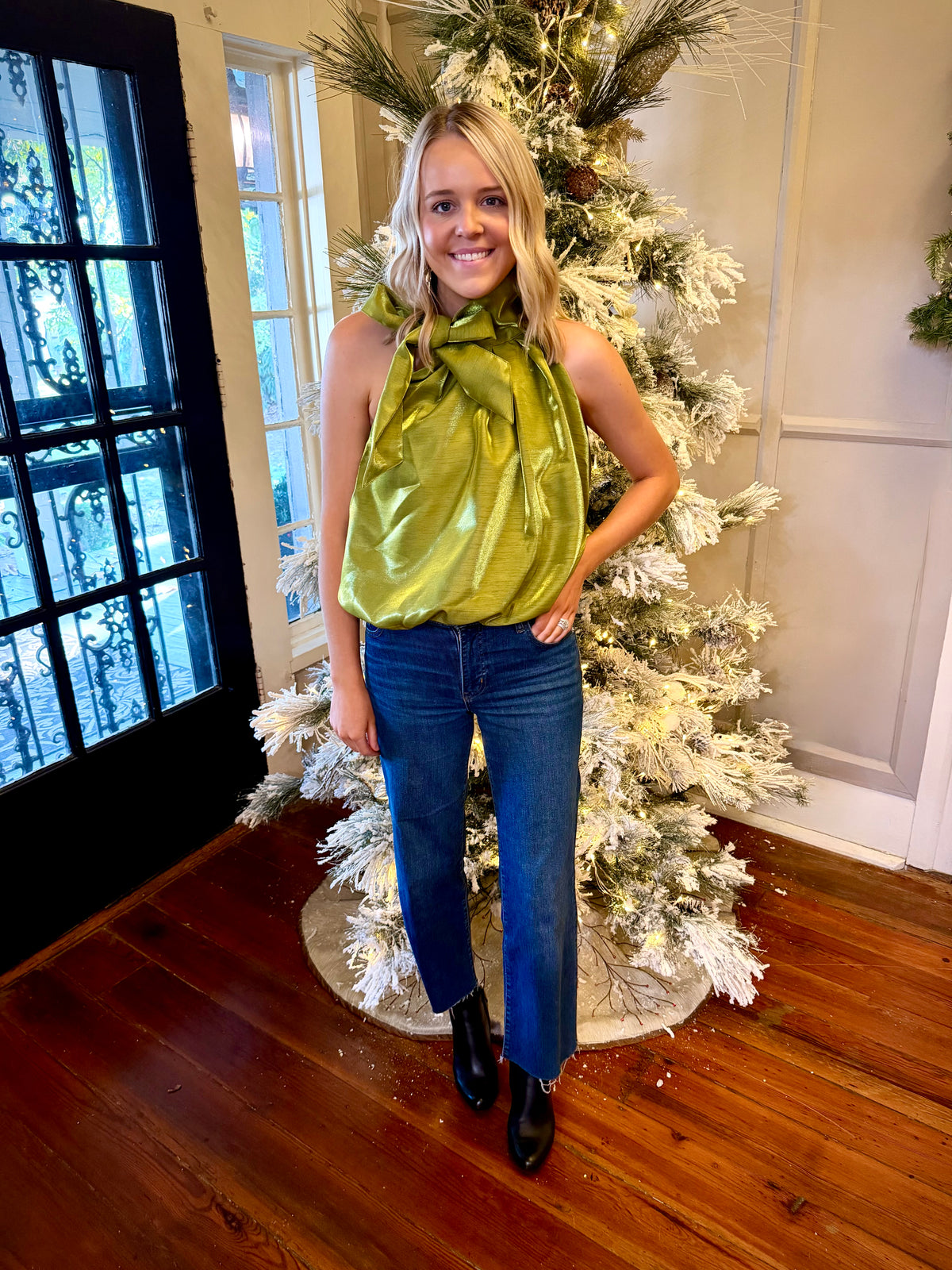Ruffle Tie Neck Top